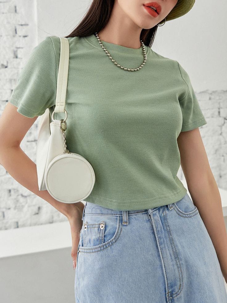  Mint Green T-Shirt with Jeans