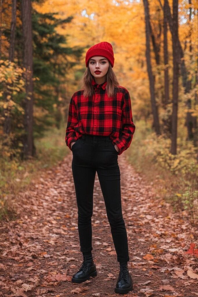 Red Plaid Shirt Dress: Bold and Bright