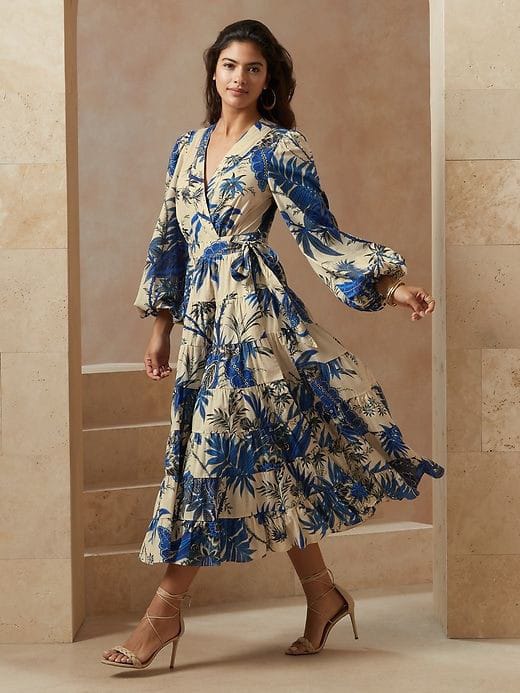 Spring Maxi Floral Wrap Dress