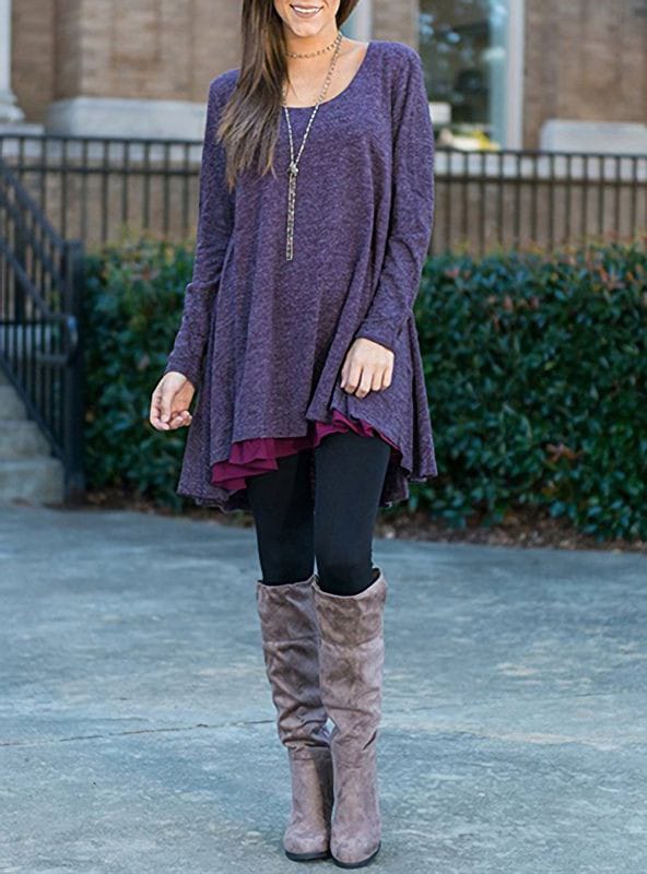 Layered Cozy Sweater Tunic Dress