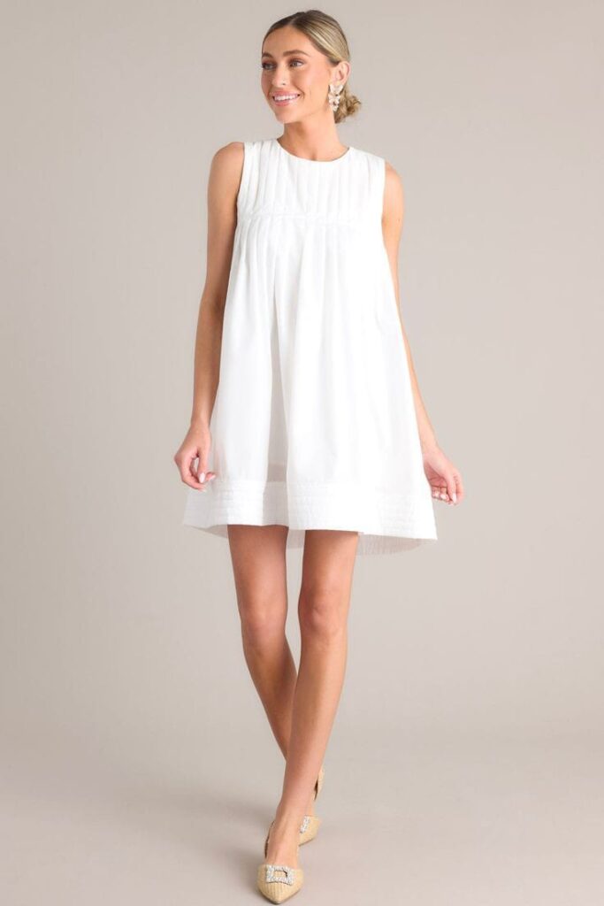 Classic White Cotton Shift Dress