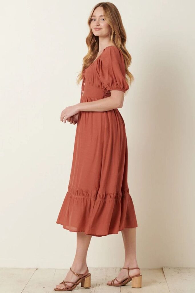 Rust Midi Dress