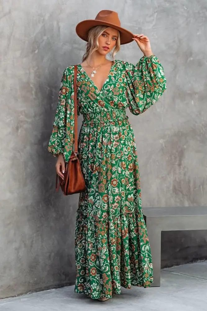 Long floral boho dress best sale