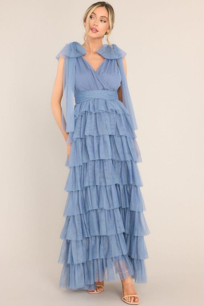 Pastel Blue Tiered Ruffle Dress