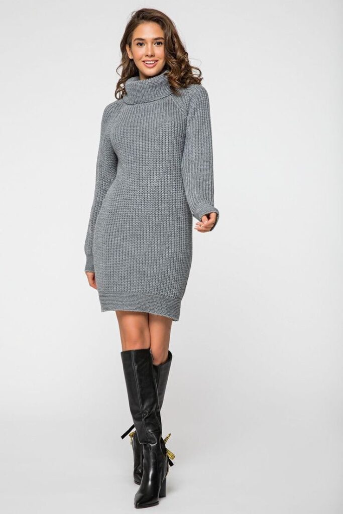 Charcoal Grey Chunky Knit Dress