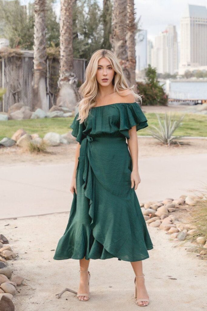 Off-Shoulder Dress with Wrap Design