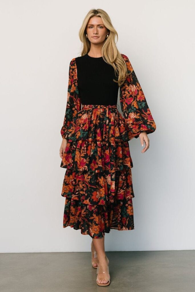 Playful Floral Tiered Dress