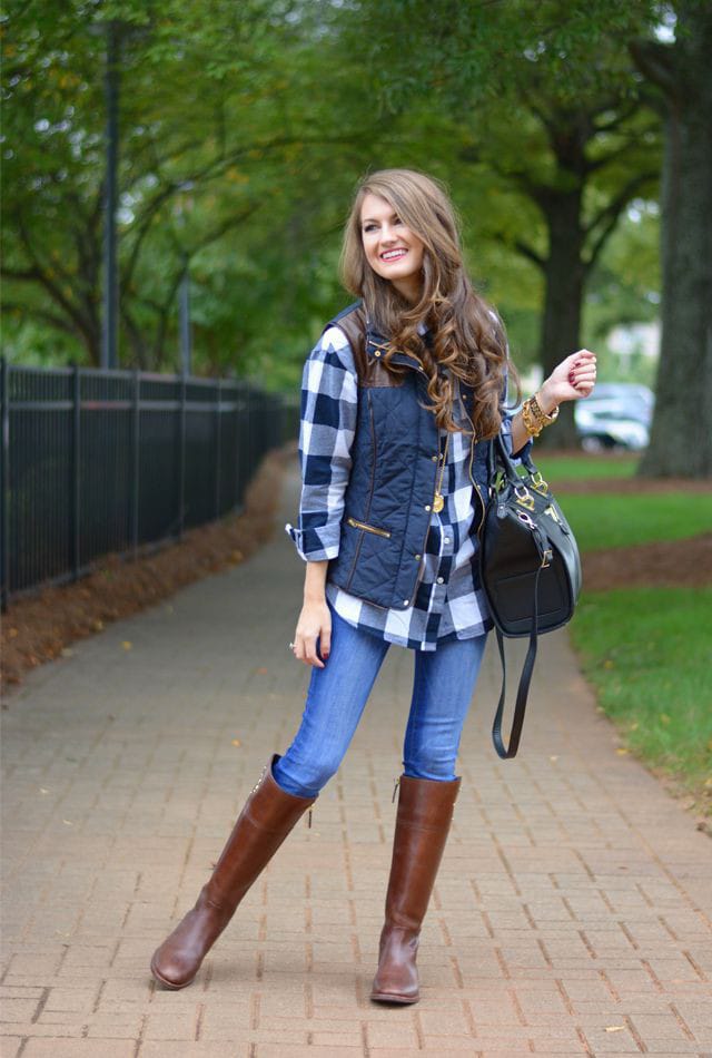 Layered Long Sleeve Dress with Puffer Vest