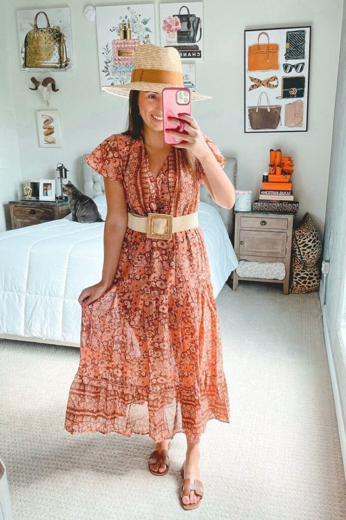 Summer Boho Maxi Dress with Belt