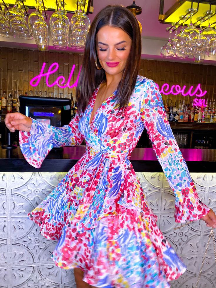 Floral Mini Dress with Bell Sleeves