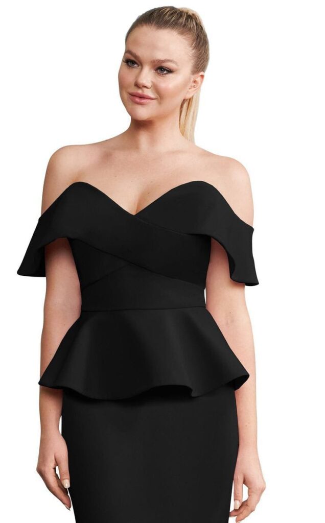 Off-Shoulder Dress with Peplum Waist