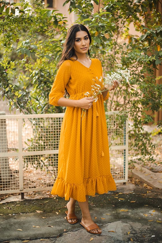 Mustard Yellow Midi Dress