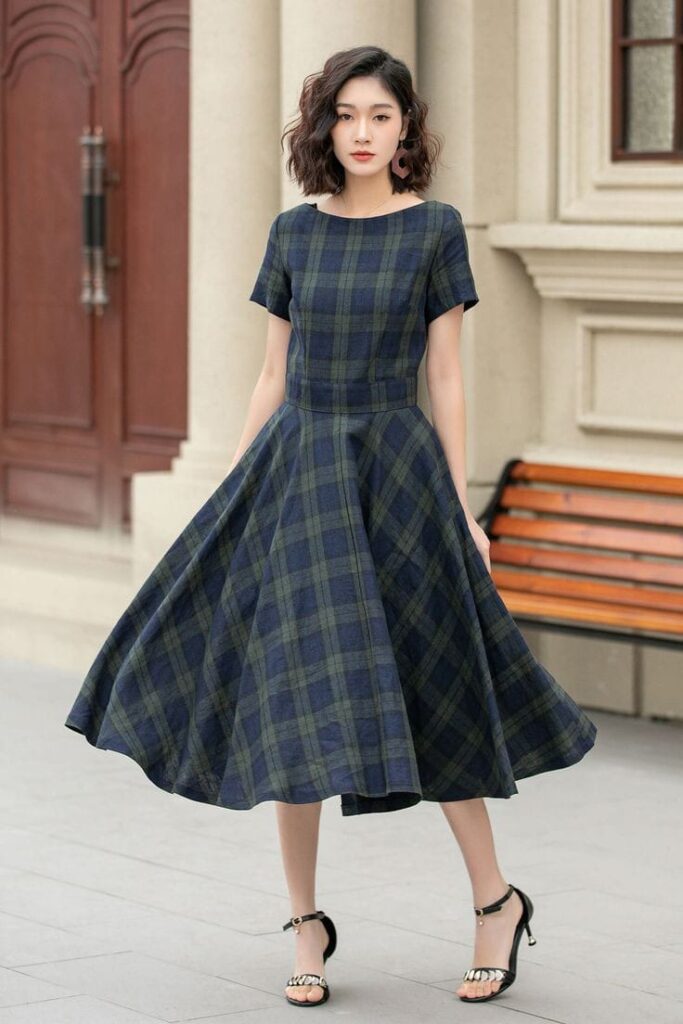 Plaid Fit-and-Flare Dresses