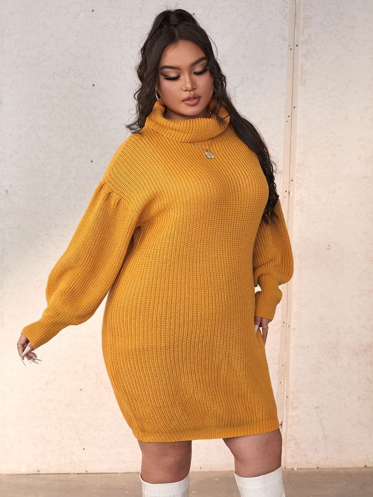 Mustard Yellow Chunky Knit Dress