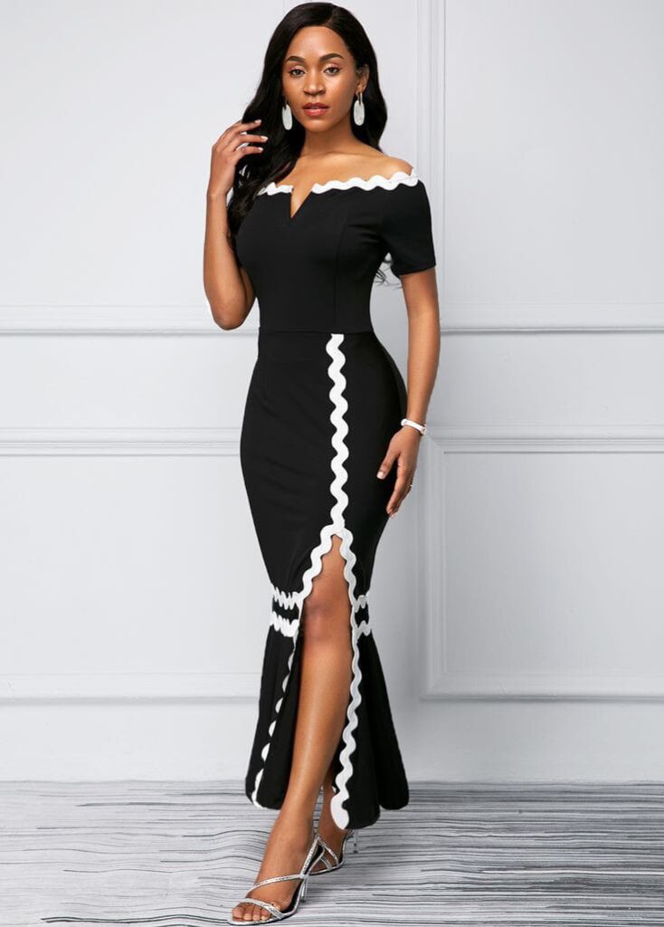 Off-Shoulder Dress with Keyhole Neckline