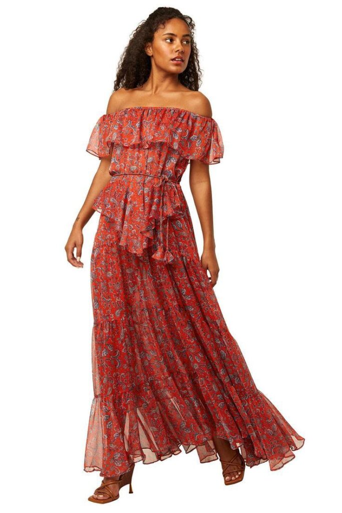 Boho Floral Off Shoulder Dress