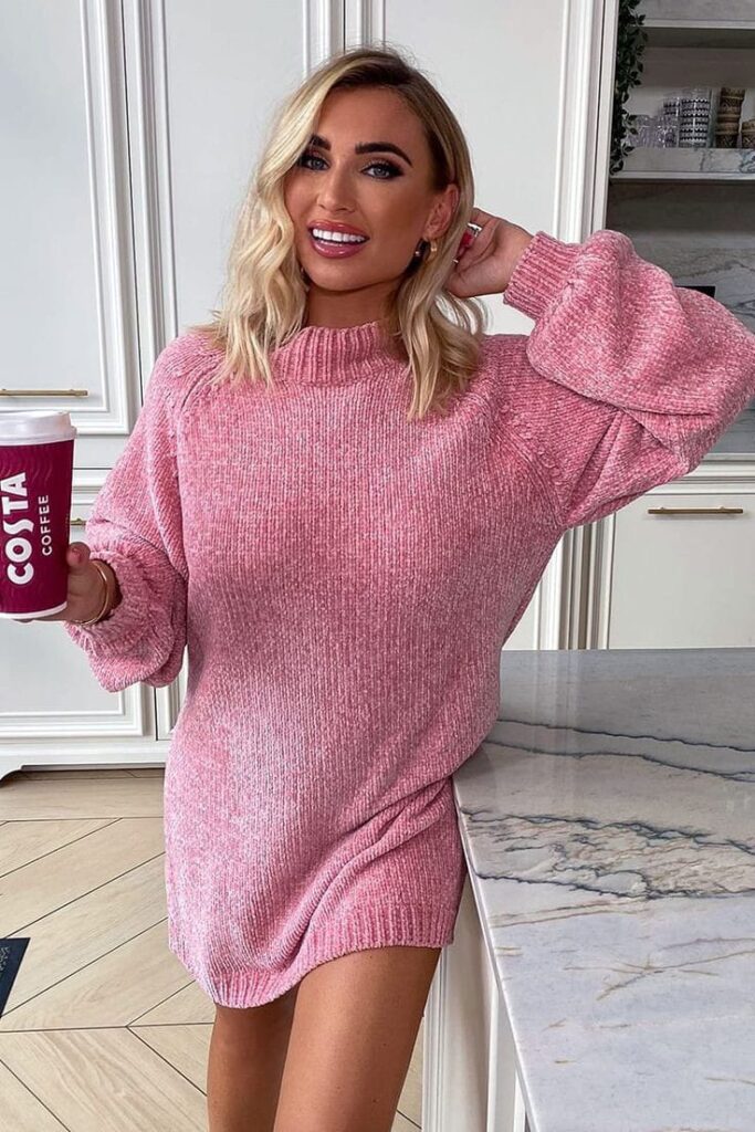 Raspberry Pink Chunky Knit Dress