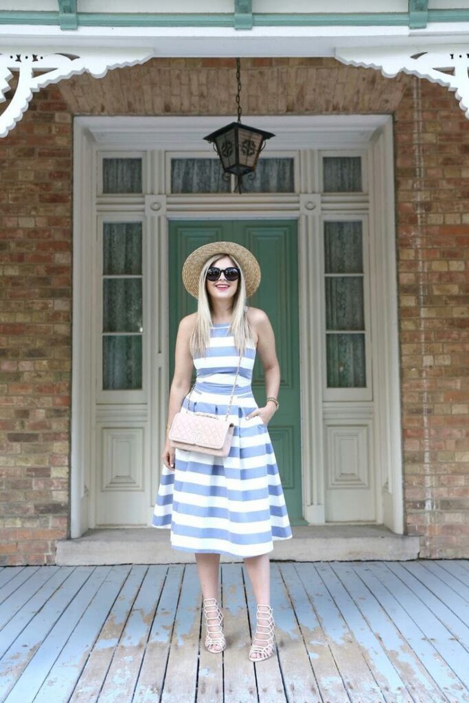 Graceful A-Line Stripes Dress