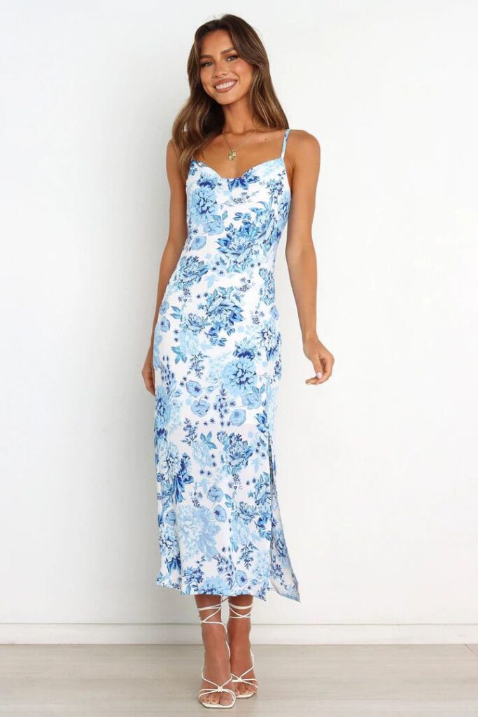 Blue Floral Slip Dress