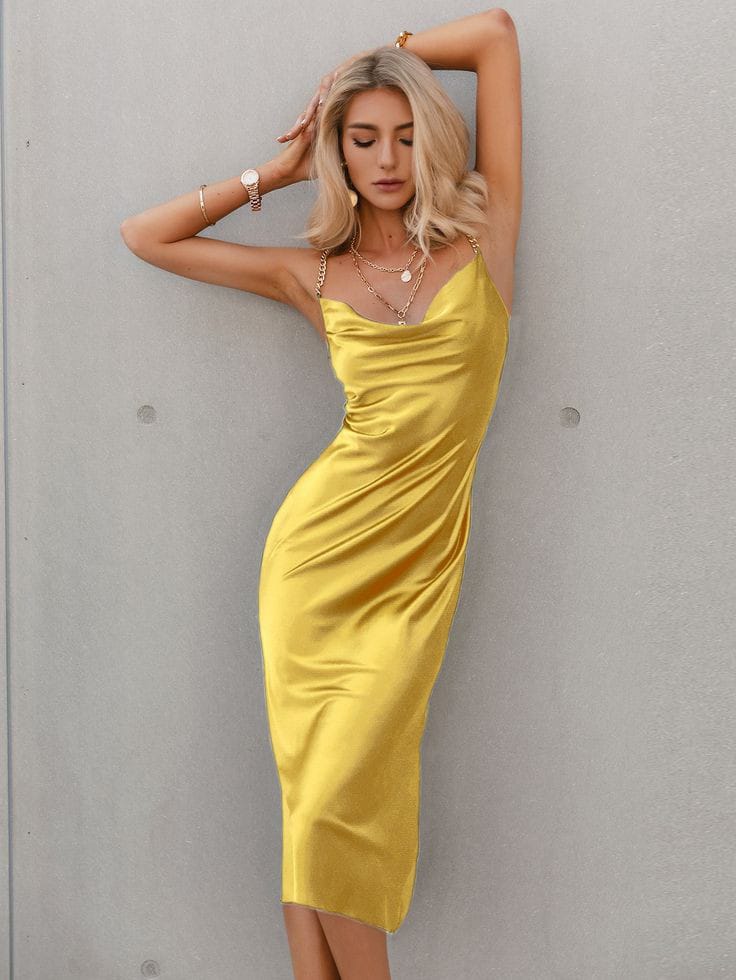 Elegant Satin Sleeveless Dress