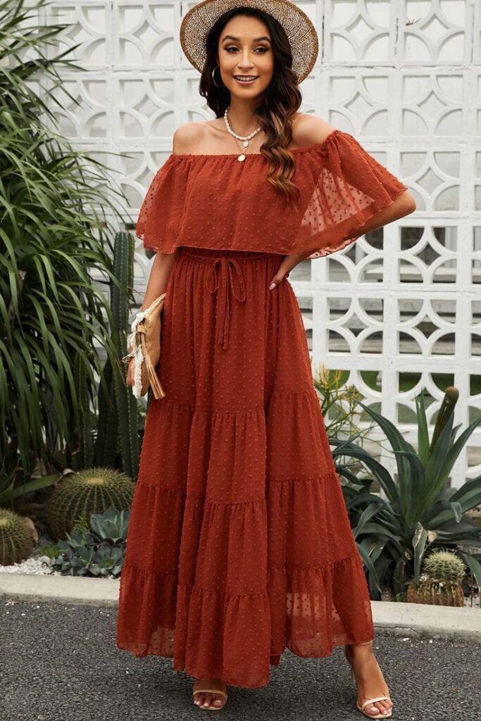 Boho Swiss Dot Tiered Maxi Dress