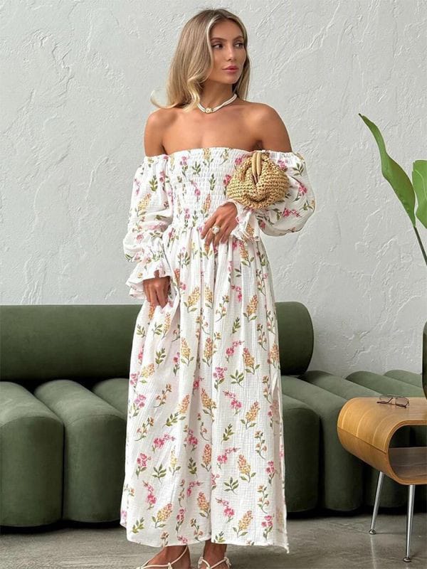 Off-Shoulder Spring Floral Dress