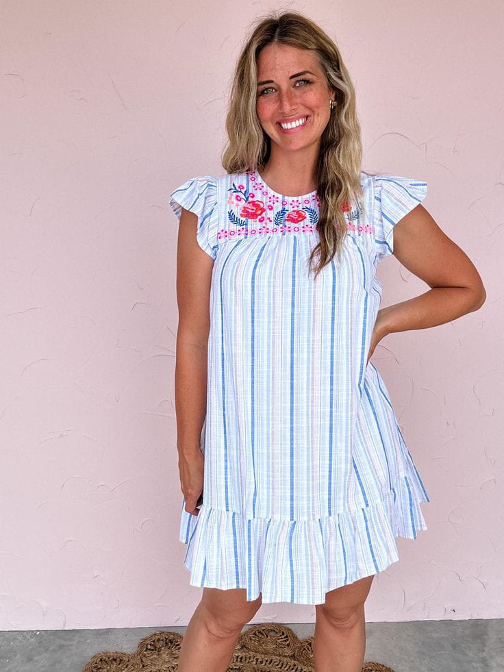  Striped Cotton Shift Dress