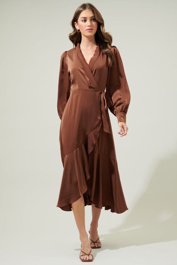 Chocolate Brown Wrap Dress