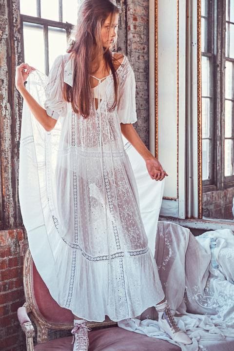 Summer Boho Maxi Dress with Sheer Panels