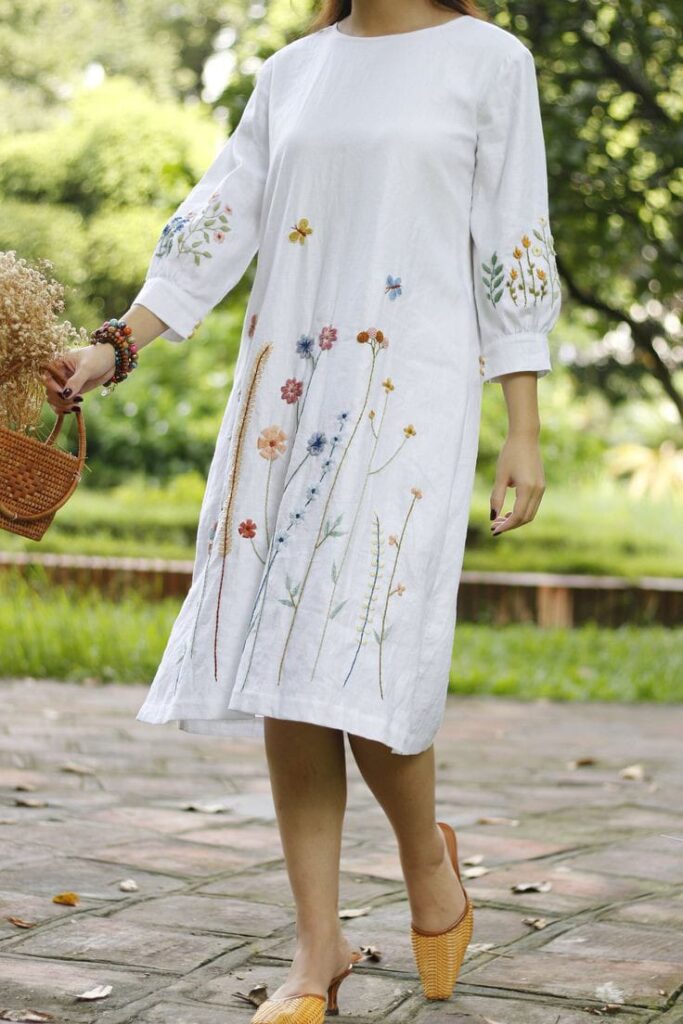 Linen Embroidered Dresses