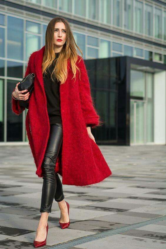 Red Faux Fur Coat