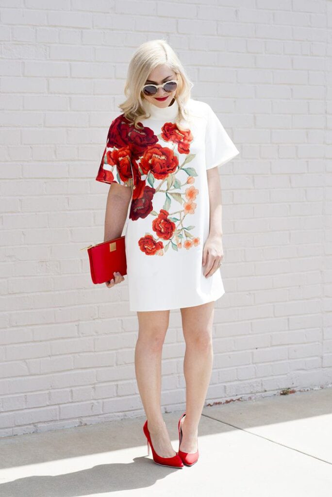 Floral Print Cotton Shift Dress