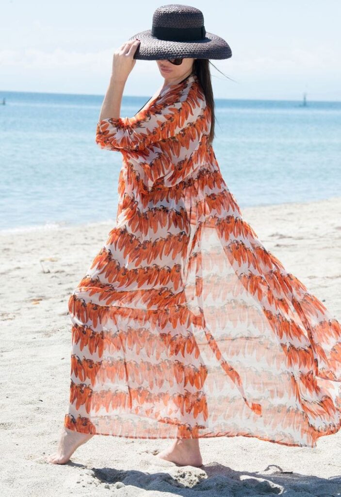 Floor-Length Chiffon Cover-Up with a Tie Waist