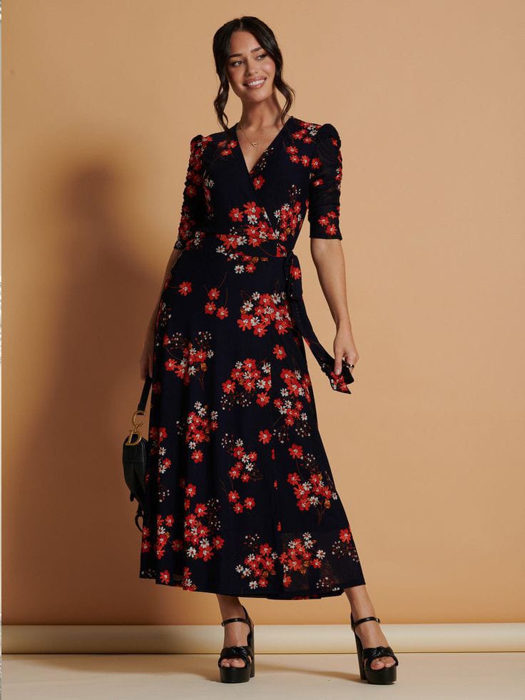 Elegant Wrap Floral Dress