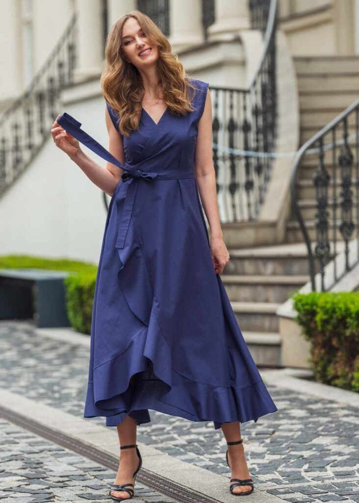 Navy Blue Wrap Dress