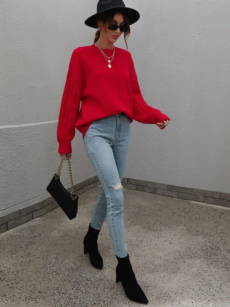 Red Sweater and Jeans