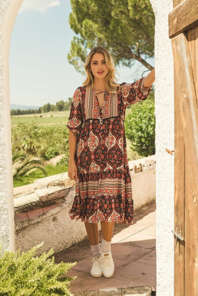 Boho Spring Floral Tunic Dress