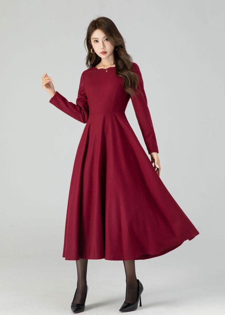 Burgundy Midi Dresses