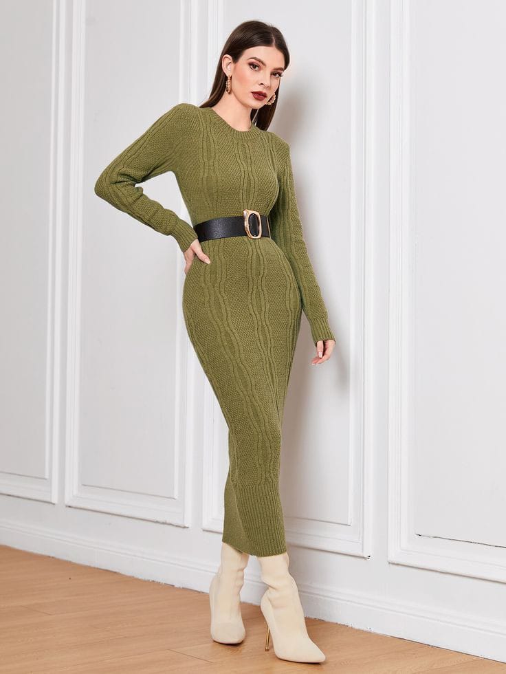 Cable-Knit Thermal Dresses