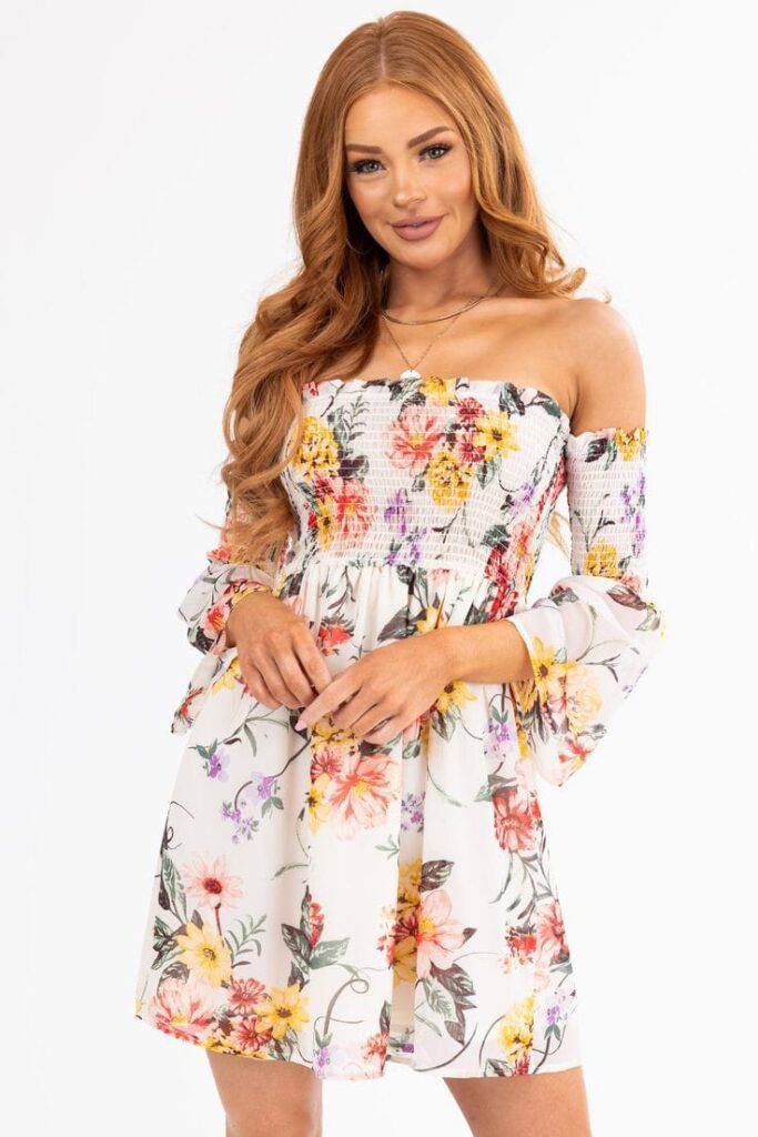 Off-the-Shoulder Floral Mini Dress