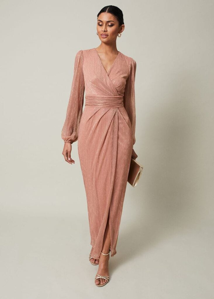 Long Sleeve Wrap Maxi Dress