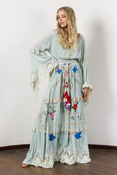 Summer Boho Maxi Dress with Embroidery