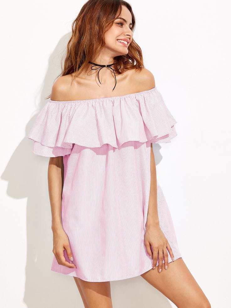 Off-Shoulder Cotton Shift Dress