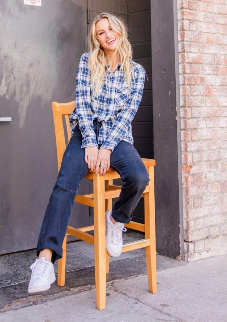 Navy Plaid Shirt Dress: Classic and Timeless