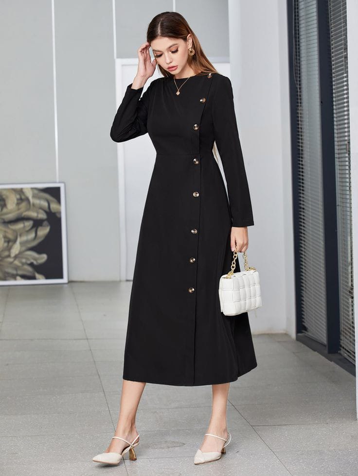  Long Sleeve A-Line Dress