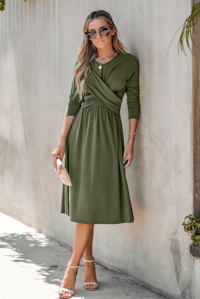 Olive Green Midi Dresses