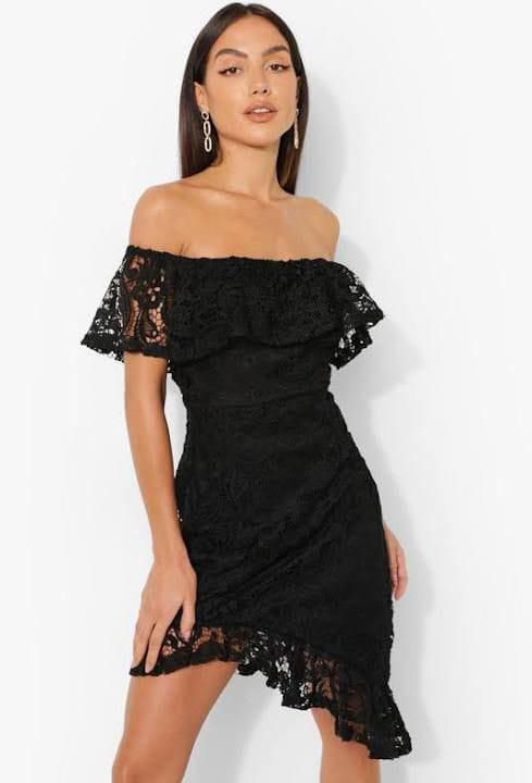 Off-Shoulder Dress with Lace Details