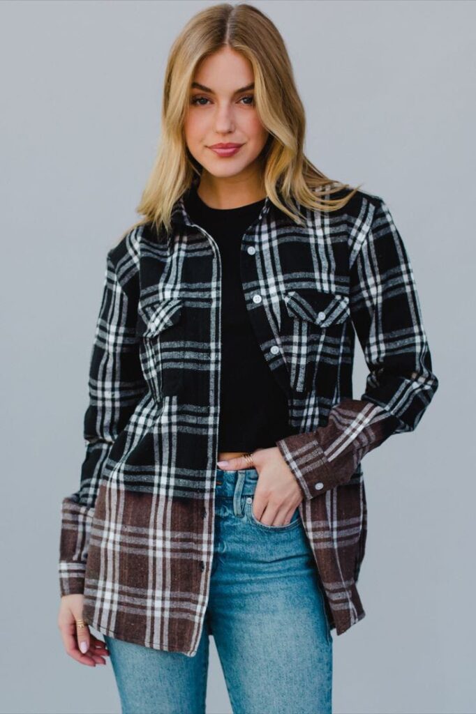 Black Plaid Shirt Dress: Sleek and Modern