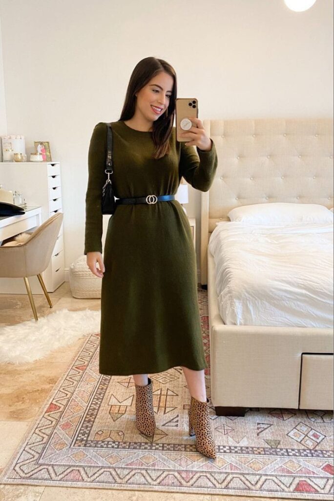 Olive Green Sweater Dress