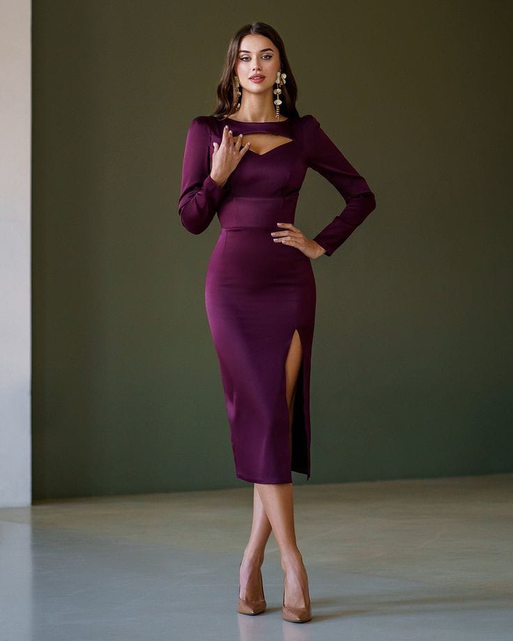 Bold Jewel Tones Long Sleeve Dress 